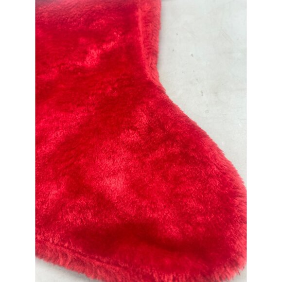 Christmas stocking foe fur solid red white decor 15" READ - Picture 2 of 7